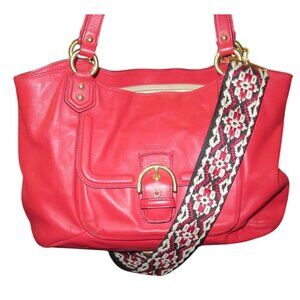 Coach 2013 Campbell Belle Red Leather Carryall Satchel F24861 Crossbody